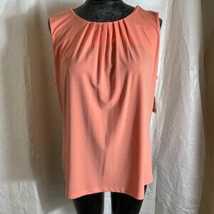 Calvin Klein Women s XL Orange Sleeveless Pleated Pullover Blouse Stretchy NWT